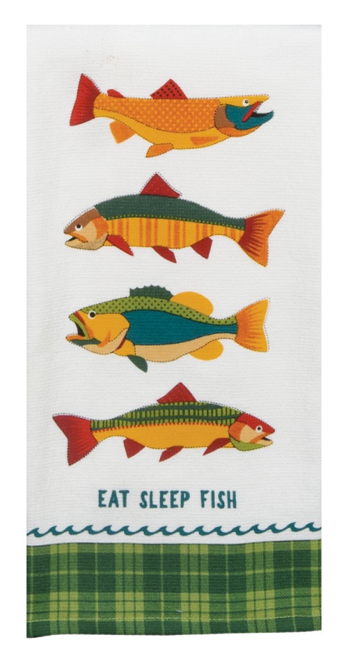 Kay Dee (R7227) Forest Friends Eat Sleep Fish Dual Purpose Terry Towel