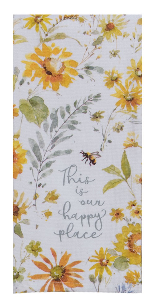 Kay Dee (R7241) Sunflowers Forever Happy Place Dual Purpose Terry Towel