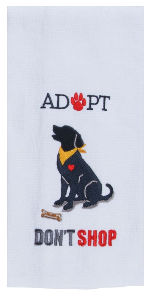Kay Dee (R7336) Pet Lovers Only Adopt Dog Embroidered Dual Purpose Terry Towel