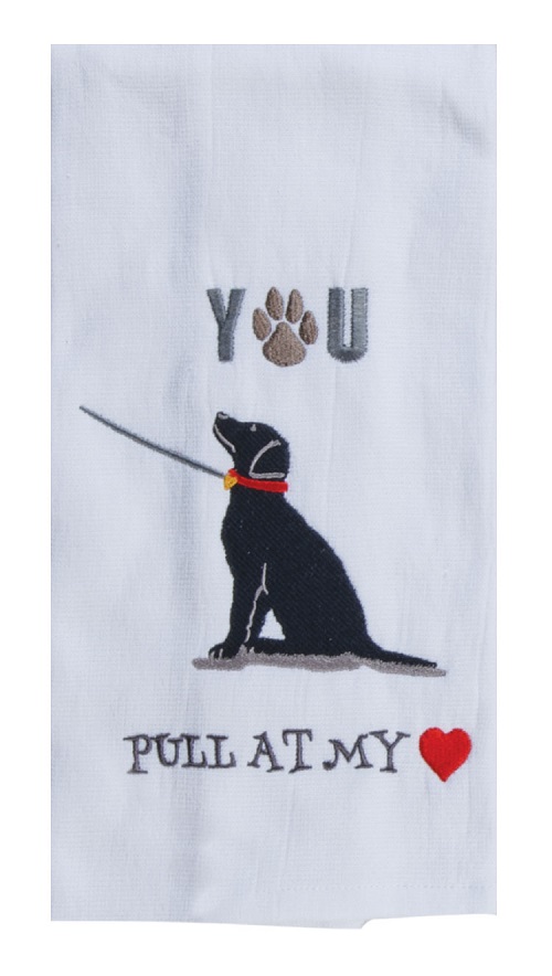 Kay Dee (R7340) Pet Lovers Only Pull at Heart Dog Embroidered Dual Purpose Terry Towel