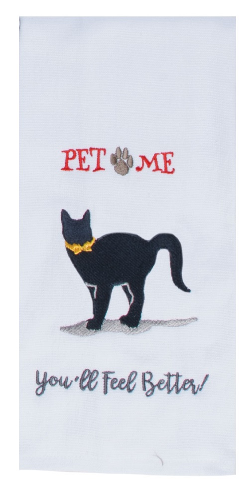 Kay Dee (R7342) Pet Lovers Only Pet Me Cat Embroidered Dual Purpose Terry Towel